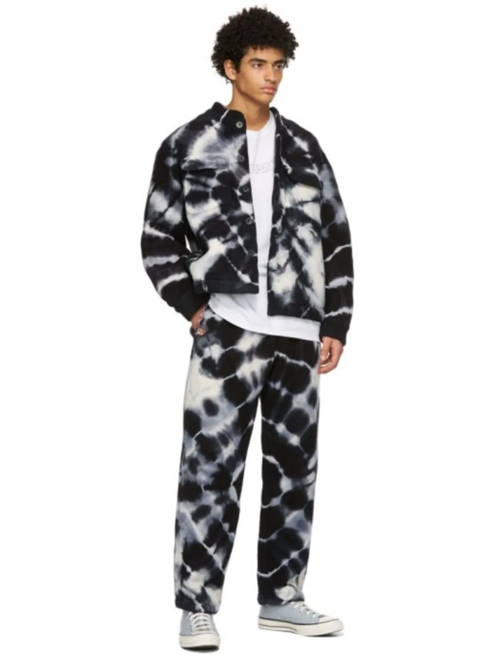 The Elder Statesman Black & White Tie-Dye Sweatpants
